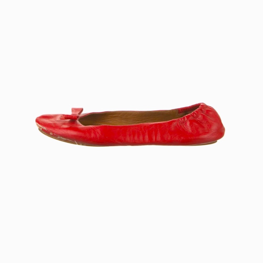 FENDI Red Leather Bow Accents Ballet Flats Size 7